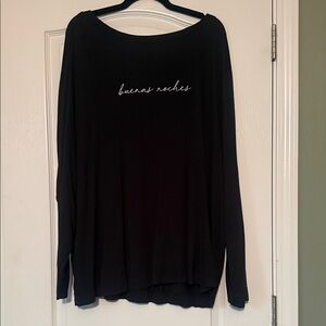 Peace Love World Black Long Sleeve 'buenas noches' Top